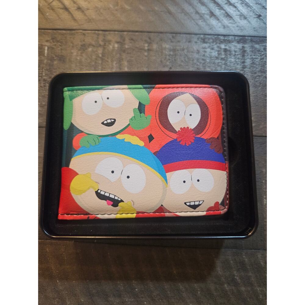 Bi-Fold Wallet South Park Boys Group Pose Stripe Greens NWT In Gift Tin Box HTF
